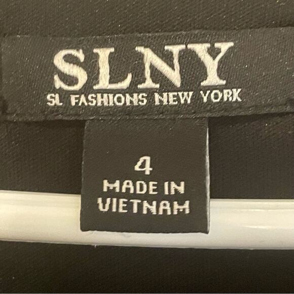 SLNY Metallic-Trim Capelet‎ Sheath Black Dress New Size 4 - Picture 4 of 11